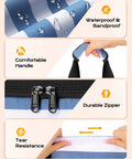 Close-up of Beach Bag With Detachable Cooler, 54L large capacity waterproof and sandproof duffle tote showing features and material.