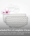 Included accessories for Heavy Duty Steam Mop With 12 Inch Sweeping Path For Hardwood And Tile Floors featuring microfiber pads.