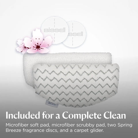 Included accessories for Heavy Duty Steam Mop With 12 Inch Sweeping Path For Hardwood And Tile Floors featuring microfiber pads.