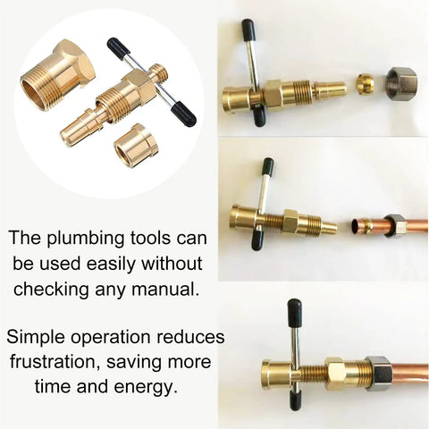 Olive Remover Puller Tool For Compression Fittings Fits One Half And Three Quarter Inch Brass Pipes with easy grip handle in use