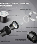 Exploded view of Four Pack 3W 12V RGB In Ground Landscape Lights With Remote Control IP67 components showcasing assembly details.