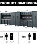 Heavy Duty Steel Garage Storage Cabinet Setup 18PC Modular Workshop Rig dimensions with width 130.9" and height 75.59".