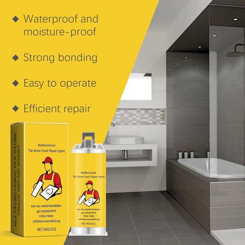 All In One Tile And Stone Repair Kit For Diy Use With Quick Drying Glue To Fix Cracks Chips And Small Damage On Tile Granite And Marble Surfaces Seamless Color Match For Kitchen Bathroom Balcony