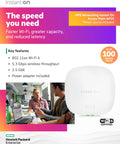 Real Deal Wifi 6 Indoor Access Point With Killer Coverage And Beast Mode Gaming Performance, white device with green lights, used in office