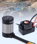 All Weather 3660 2350Kv Brushless Motor And 60A ESC Combo For 1/10 RC Cars And Trucks, 3.175mm Shaft, Waterproof And Dustproof