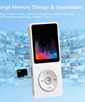 Bluetooth MP3 Player With Dope Built In Speaker And 64GB Card, showing large storage capacity against multimedia background.