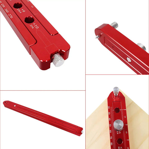 Red Aluminum Alloy Circular Drawing Tool With Adjustable Radius Scriber For Woodworking, Pro Grade Marking Gauge, Compass Circle Ruler, 342mm