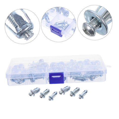 35 Pcs M4 M5 M6 Petal Shape Expansion Nuts And Screws Kit For Hollow Walls Plasterboard Metal Construction With Quick Install And Versatile Use For Home Repairs And Diy Projects, zinc alloy kit in storage box