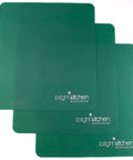 Set of 3 Heavy Duty Silicone Non Stick Dehydrator Mats For 6 Tray Ovens And Countertops in green, designed for easy baking.