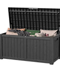 Heavy Duty 150 Gallon Waterproof Outdoor Storage Box For Patio And Garden Lockable Resin Deck Box with cushions inside