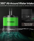 VIVOSUN 660 GPH submersible water pump, green and black, partially submerged in water
