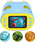 Portable Kids Microscope With 1000X Magnification And 2 Inch HD Screen 4K Ultra Clear View Learn Science At Home Easy To Use For Beginners Perfect Gift For Curious Young Minds And Home Lab Projects, blue and yellow handheld unit