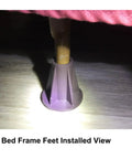 Steel Stem Bed Frame Feet Replacement Set Of 4 With Plastic Inserts To Stop Sliding And Replace Wheels installed on floor