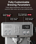 Next Level Home Barista Espresso Machine Rolling Out Barista Grade Shots With A Rock Solid 58 Mm Commercial Group Head And Fully Custom Temp Timers For Pulling Smooth Extracts All Day Long, showing customizable brewing parameters and controls.
