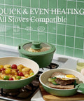 Nonstick Ceramic Cookware Set Eight Piece With Detachable Handle Induction Ready Pots And Pans Oven Safe Dishwasher Safe PFAS Free