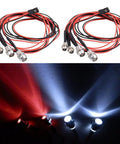 2 Pack 4 LED RC Car Light Kit White Headlights Red Taillights For Crawler Buggy Truck 4WD RC Vehicles Dope Upgrade With SCX10 SCX24 TRX4 TRX6