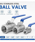 Heavy Duty Female Threaded Ball Valve Switch With Lock Tight Seal And Runs Slick Handle Design For Reliable Pipeline Fluid Control And Long Term Leak Free Operation Performance Guarantee, 304 stainless steel.