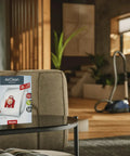 FJM AirClean Vacuum Bag Kit For S200 S300 S400 S600 And Compact C2 Series 8 Dust Bags 4 Filters on living room table
