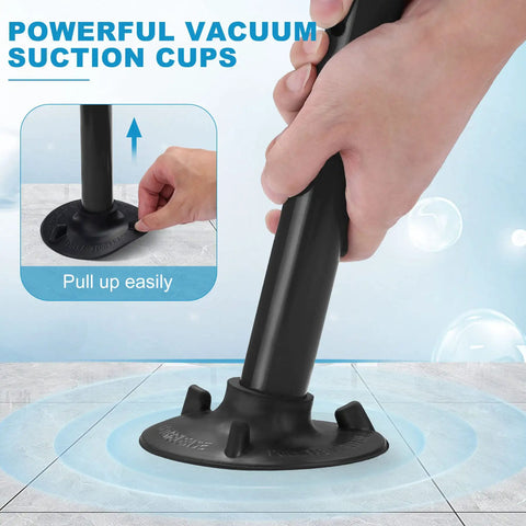 Universal Toilet Safety Rail With Adjustable Height And Width, 4 Non Slip Suction Cups, 350 Lbs Load Capacity, Black
