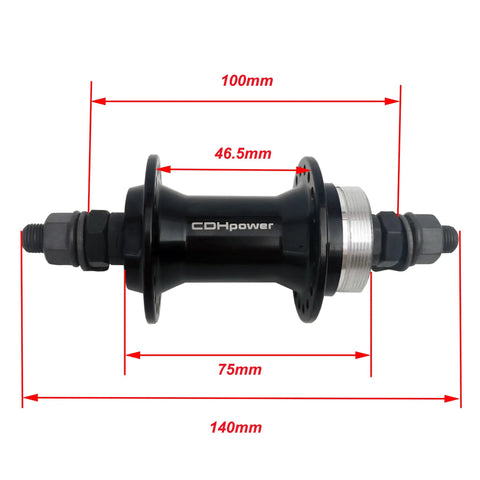 Front Bicycle Hub Aluminum Alloy 36 Hole 100mm Width Three Eighths Thread For 14G Spokes Rotary Disc Brake Rotor Compatible Disc Brake Black