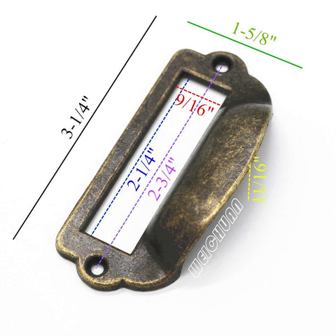 16 Pack Zinc Alloy Antique Bronze Label Frame Drawer Pulls For Drawers And Cabinets Vintage Industrial Style 3 1 4 Inches