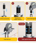 Installation steps for Locking Swivel Caster Wheels 4 Inch Set of 4 Heavy Duty Pro Grade Expanding Stem Casters with accessories.