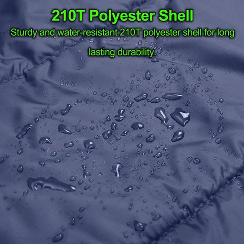 Close-up of 210T polyester shell with water droplets, feature of Double Sleeping Bag For Camping And Backpacking, Queen Size Two Person