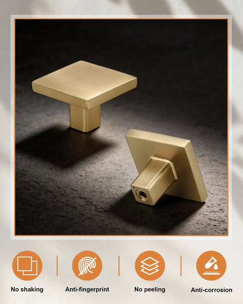Champagne Bronze Square Cabinet Knobs 20 Pack Zinc Solid Single Hole Dresser Drawer Pulls Modern Hardware For Cupboard Closet Bathroom