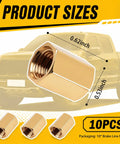 Rust-Resistant 3/16 Brake Line Fittings With 3/8-24 Precision Thread, Universal Double Flared Brake Line Adapter Kit For Automotive And Truck Repair, Inverted Flare Compatible, Secure Tight Connections, brass 10-piece union kit with 0.62-inch and 0.53-inch dimensions