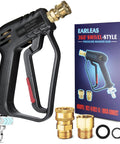 High Flow Pressure Washer Gun With Swivel For 4000 PSI Power Washing, M22 14mm/15mm And 3/8 QC Inlet, 1/4 Quick Connect For Foam Cannon