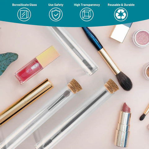 Twelve 30ml Glass Test Tubes With Cork Stopper, 20x150mm Storage Tubes With Cap displayed among cosmetics