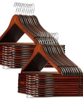 40 Walnut Wooden Suit Hangers With Notches And Chrome Swivel Hook For Suits Coats Jackets Pants Shirts Skirts Premium Lotus Wood