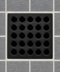 Matte Black Square Drain Cover With Pro Drain Cover Remover Included Three Point Seven Five Inch Screwless Design Ten Finishes Available