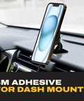 Magnetic Car Phone Mount With Wireless MagSafe Charger Vent Mount And Dash Mount Heavy Duty Car Accessory for iPhone shown on dash