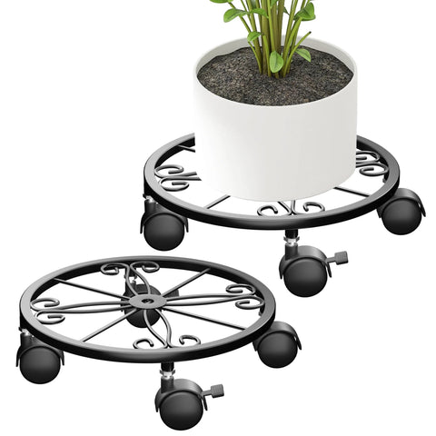10.24 Inch Plant Caddy With Wheels For Indoor And Outdoor Use, 360 Degree Lockable Casters, Durable Plant Dolly With Tray, 2 Pack