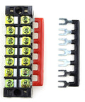 Eight Position Jumper Block Terminal Strips 400V 25A Barrier Fork Type TB2508 Pre Insulated Red And Black 4 Pack
