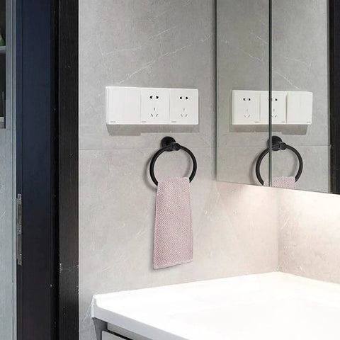 Stainless Steel Towel Ring For Bathroom Wall Mounted Holder Black Matte Finish No Fuss Rust Resistant SUS304 Round Design