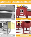 Comparison showcasing Wooden Chicken Coop With Nesting Box And Waterproof Roof, highlighting waterproofing and structural features.