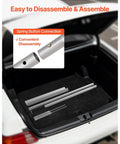 Heavy Duty Aluminum Landscape Rake With 60 Inch Handle And 20 Inch Wide Head disassembled in car trunk