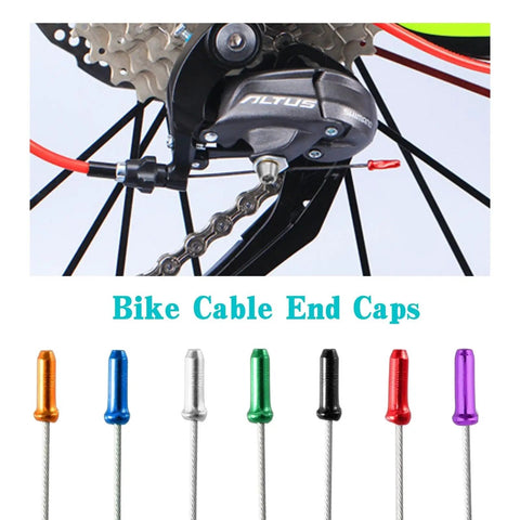 Colorful 100 Piece Bike Brake Cable End Caps Crimps Set For Road And Mountain Bikes Assorted Colors Including Black Green Blue Red Purple Gold Silver Durable Cable End Tips For Quick Adjustments And Repairs