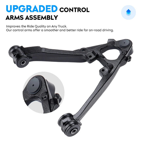 Cadillac Front Lower Control Arm Suspension Kit With Ball Joints For 2007 Through 2015 Escalade, assembly view.