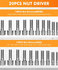 20PCS nut driver set from 237 Piece Pro Grade Precision Screwdriver Bit Set Kit With Chrome Vanadium Steel Impact Driver Bits Security Bits Nut Driver Ratchet Wrench And Bits Holder For Heavy Duty DIY Projects And Pros