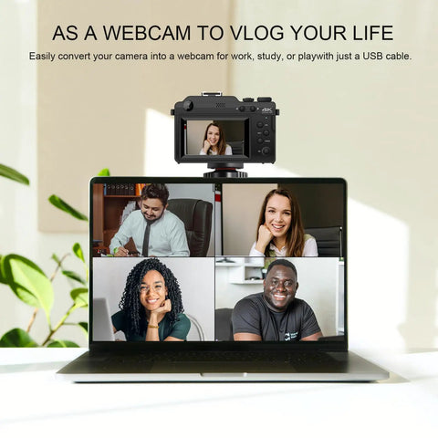 64MP 4K 5K Digital Camera Kit With WiFi For YouTube Vlogging Front And Rear Dual Cameras in webcam mode for video calls