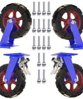 Heavy Duty 300 Mm Rubber Casters Set With Silent Roll 2 Braked And 2 Non Braked Industrial Caster With Stainless Steel Screws