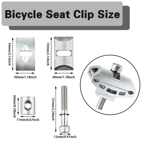 Aluminum Alloy Bike Seat Clamp Universal Post Clamp Replacement For Mountain And Road Bikes, size measurements shown