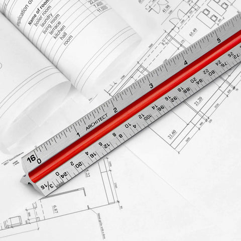 12 Inch Architectural Scale Ruler Triangular Tool Color Coded For Drafting And Blueprints, Pro Grade Precision With 6 Scales On Aluminum Alloy Build