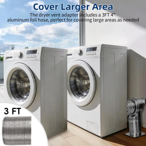 Laundry room with two dryers featuring Magnetic Dryer Vent Connector Kit With Self Aligning Magnets Airtight Seal Snap On No Tools Needed Hassle Free Maintenance Easy To Clean Includes 3 Ft 4 Inch Hose And 2 Clamps