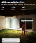 Solar Outdoor Security Camera With Floodlight, capturing intruder at night with AI Motion Detection and 1200 Lumen light