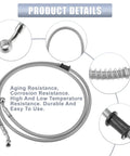 Detail view of 55.12 Inch Stainless Steel Braided Motorcycle Brake Line With 10mm ID 28 Degree Banjo Ends For ATV Motocross And Sport Bikes Hydraulic Brake Hose Silver Tone showing components and features.