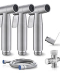 Three Pack Handheld Bidet Sprayer For Toilet With Adjustable Jet Spray Cloth Diaper Sprayer Set Muslim Shower No Mess Leak Free Design